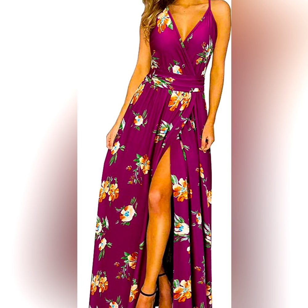 Women’s summer V neck maxi dress. Size M